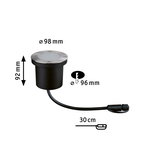 Czarna metalowa oprawa wpuszczana z szklaną osłoną, średnica 98 mm, LED do podłogi