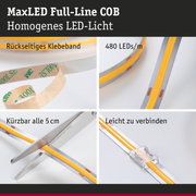 MaxLED Full-Line COB LED-Streifen mit rückseitigem Klebeband, 480 LEDs/m, kürzbar und leicht verbindbar