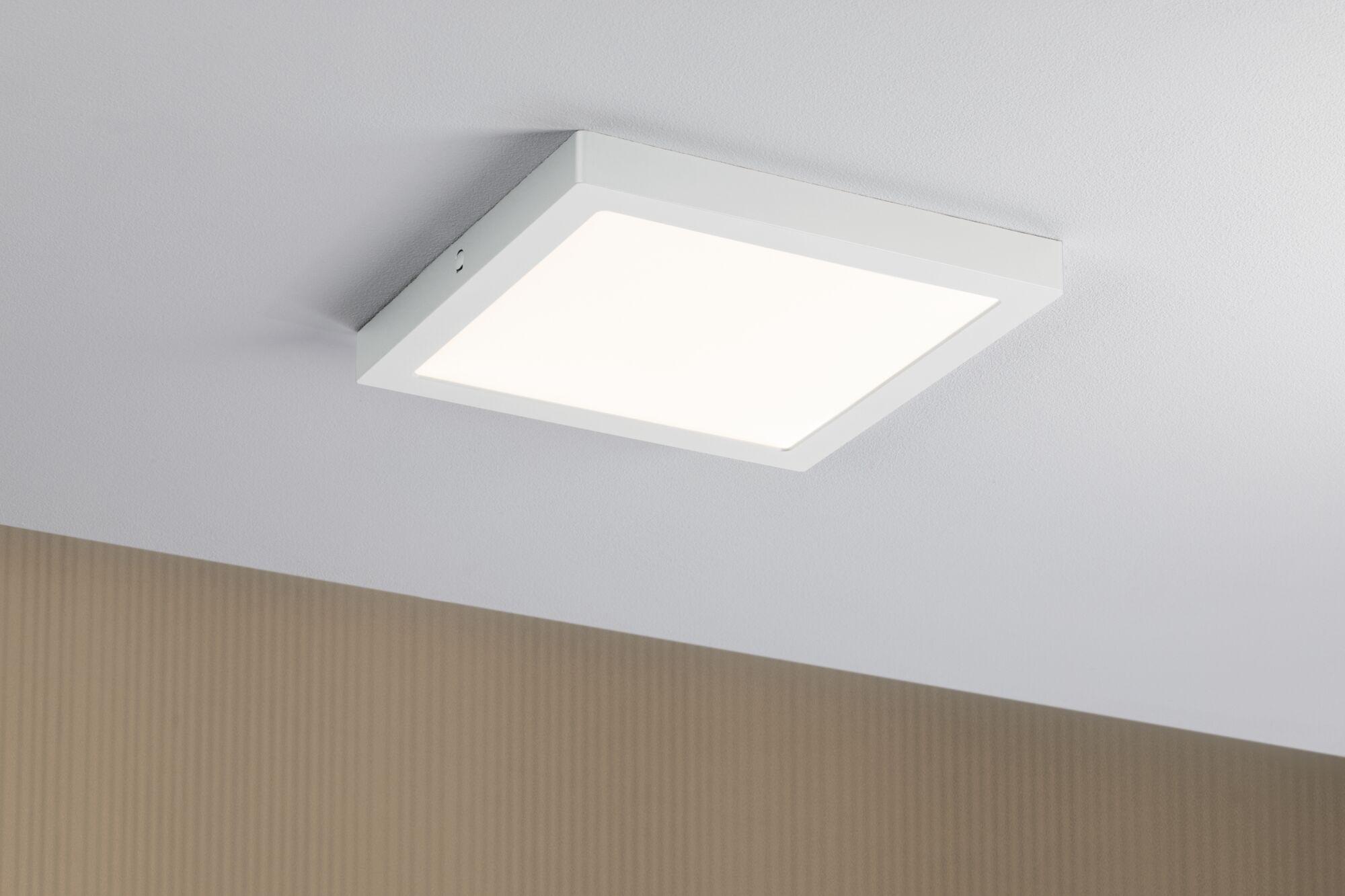 Plafonnier LED carré en métal blanc avec lumière blanc chaud pour intérieurs modernes