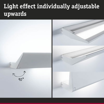 White adjustable LED wall light in aluminium with upward light effect for versatile modern lighting solutions