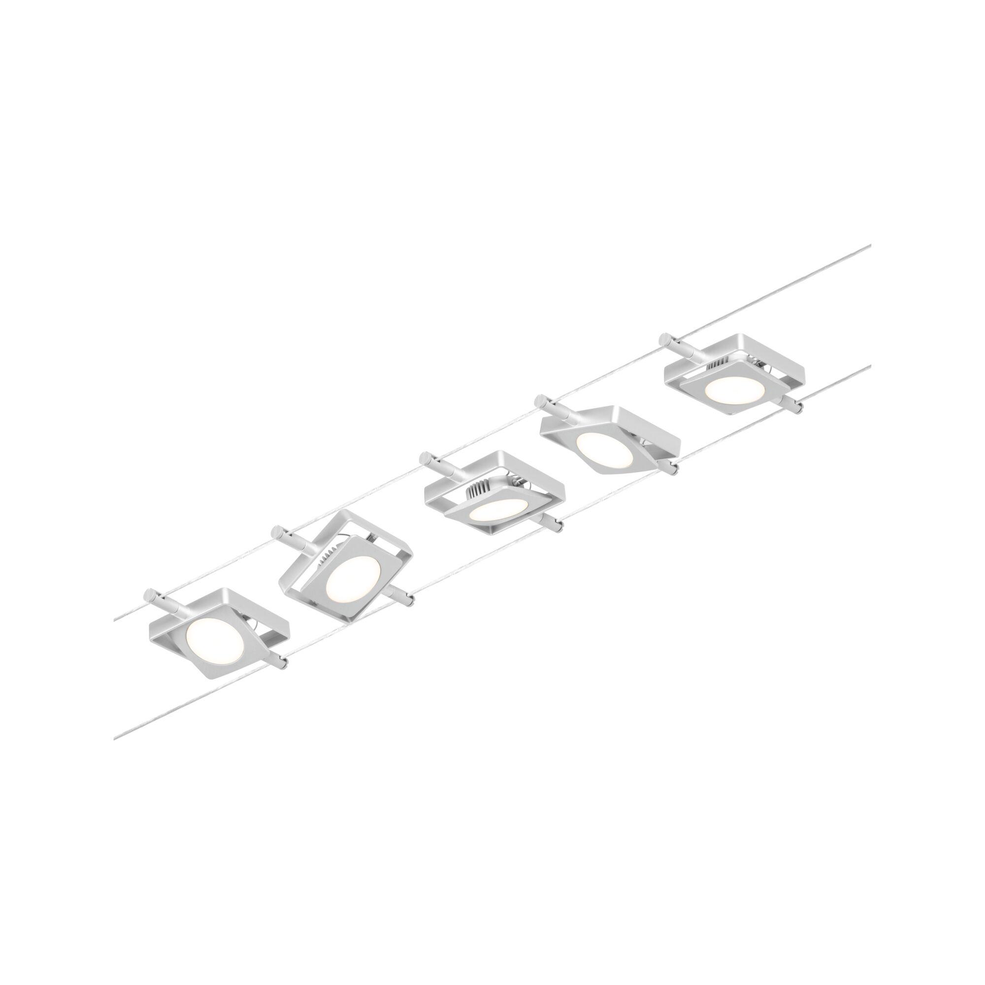 Moderne weiße LED-Seilstrahler mit quadratischem Aluminiumgehäuse für flexible Raumbeleuchtung