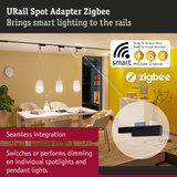 Black URail Spot Adapter Zigbee for smart lighting control compatible with Amazon Alexa and Google Assistant