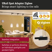 Black URail Spot Adapter Zigbee for smart lighting control compatible with Amazon Alexa and Google Assistant