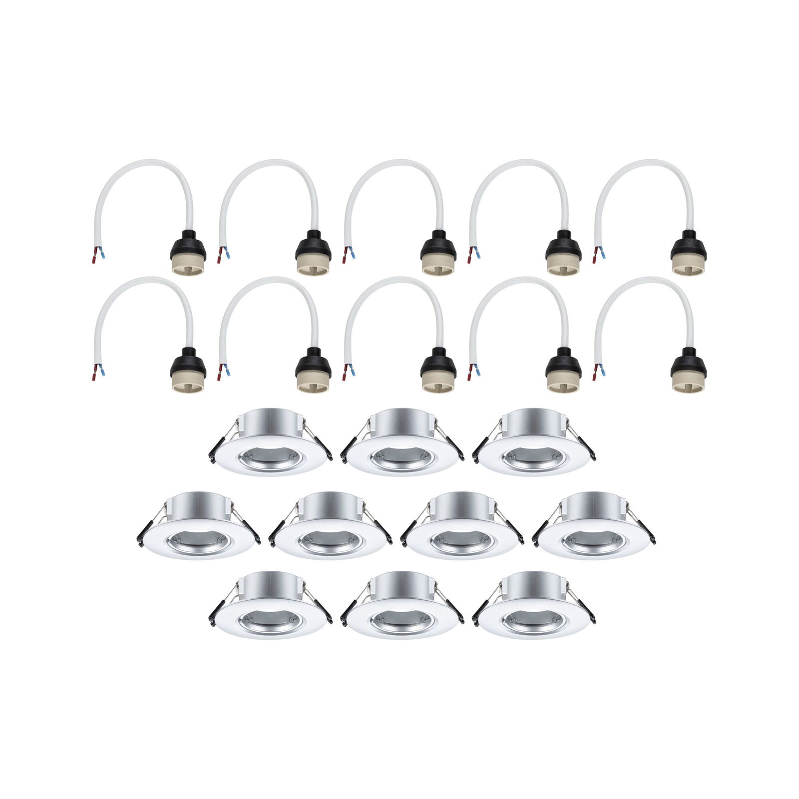 Recessed luminaire 10 pack Rigid round 90mm GU10 max. 10x10W 230V dimmable Chrome matt