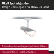 URail Spot Alejandro in silber mit LED-Diffusor für blendfreies, stilvolles Licht und Memoryfunktion