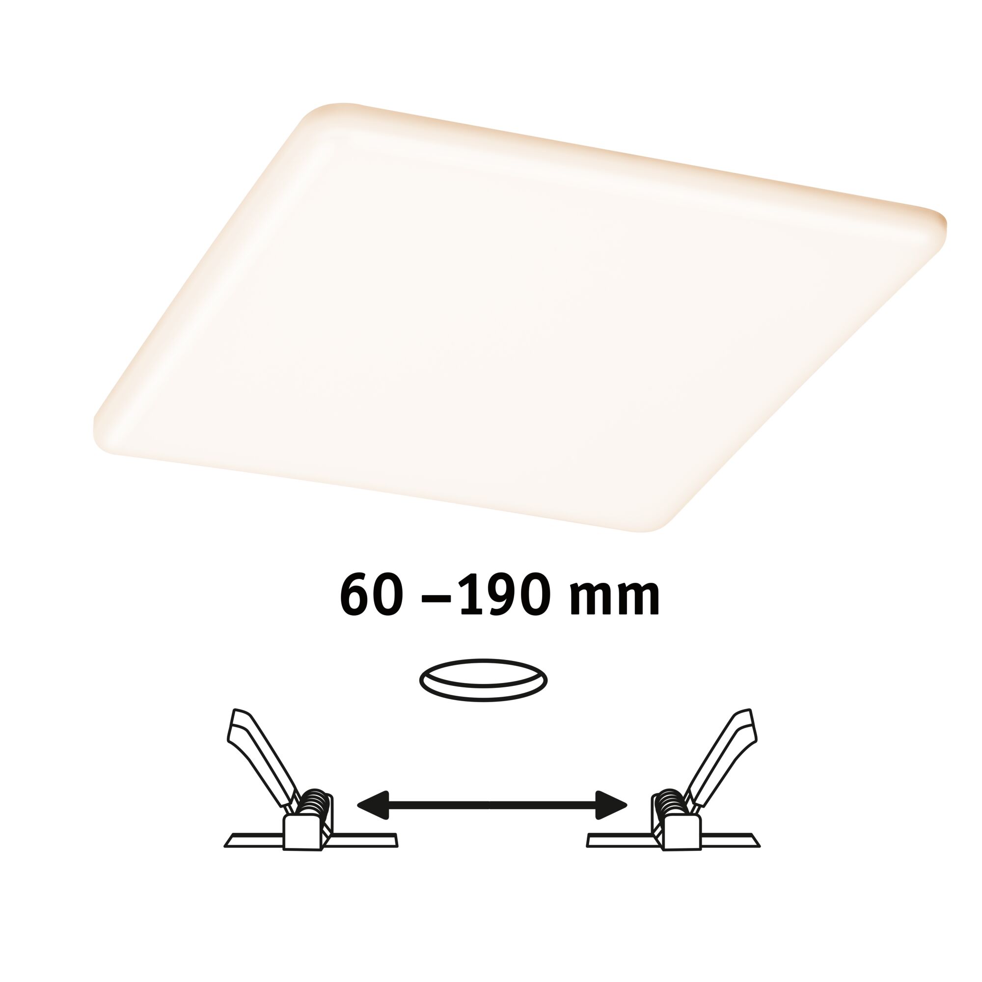 Plafonnier LED carré blanc avec espacement réglable de 60 à 190 mm pour éclairage intérieur