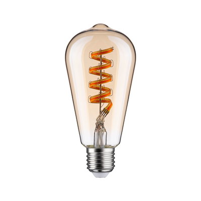 Vintage LED bulb with spiral orange filament and clear glass housing for decorative lighting