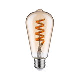 Vintage LED bulb with spiral orange filament and clear glass housing for decorative lighting