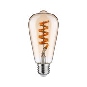 Vintage LED-Glühbirne mit spiralförmigem orangen Filament und transparentem Glasgehäuse