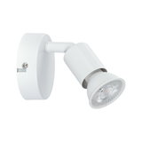 Hvid metal LED-spot med justerbart hoved til målrettet indendørs belysning og moderne design