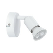 Hvid metal LED-spot med justerbart hoved til målrettet indendørs belysning og moderne design