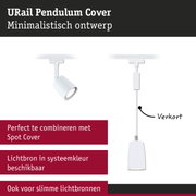 Minimalistisch wit URail Pendulum Cover armatuurhoofd voor verstelbare railsystemen