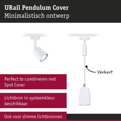 Minimalistische witte URail Pendulum Cover van metaal voor moderne LED railsverlichting
