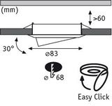 Technische Zeichnung eines Einbaustrahler-Schnitts mit 83 mm Durchmesser und Easy Click Anschluss.