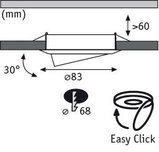 Technical drawing of recessed spotlight cross-section with 83 mm diameter and Easy Click connection.