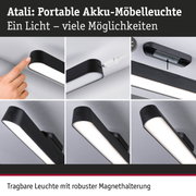 Atali portable black battery furniture light with sturdy magnetic mount and USB charging cable