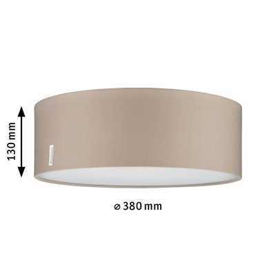 Beige stof loftlampe med hvid diffuser, 380 mm diameter, moderne loftbelysning