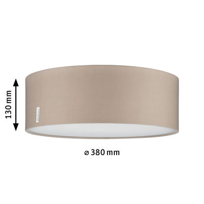 Plafonnier en tissu beige de 380 mm de diamètre et 130 mm de hauteur pour éclairage d’ambiance