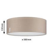 Beige fabric ceiling lamp shade with white diffuser, 380 mm diameter, modern interior lighting