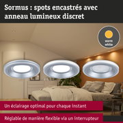 Spots encastrés Sormus avec anneau lumineux discret en blanc chaud pour éclairage flexible