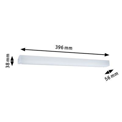 White LED light bar measuring 396x56x38 mm for modern lighting solutions