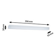 White plastic LED under-cabinet light measuring 396x56x38 mm for kitchen lighting