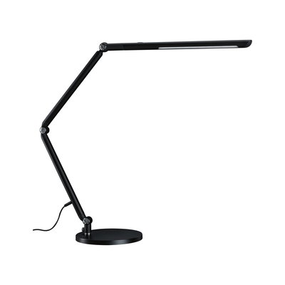 Black metal LED desk lamp with adjustable arm for modern office lighting