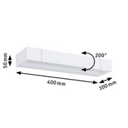 Weißer LED-Wandstrahler aus Metall mit 400 mm Länge und 200° Schwenkbereich für moderne Beleuchtung.