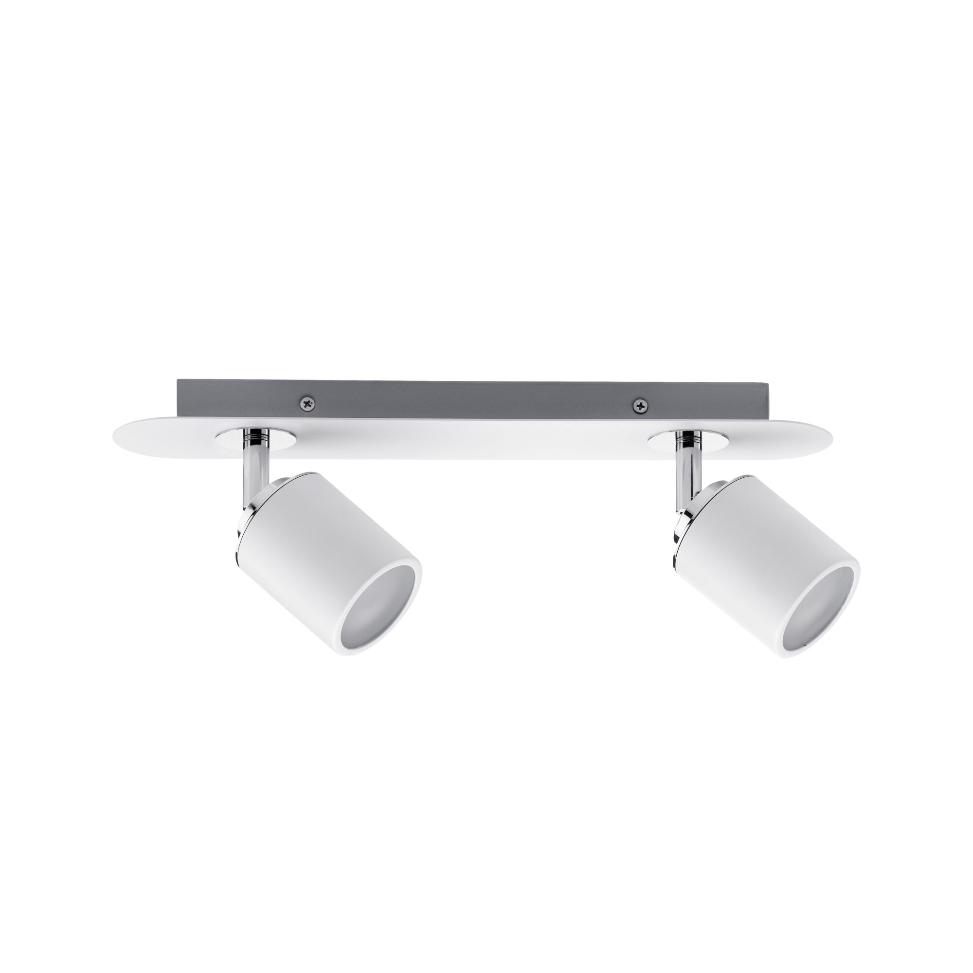 Moderne witte metalen plafondspot met twee verstelbare lampkoppen voor gerichte verlichting