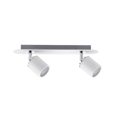 Moderne witte metalen plafondspot met twee verstelbare lampkoppen voor gerichte verlichting