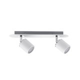 Moderne witte metalen plafondspot met twee verstelbare lampkoppen voor gerichte verlichting