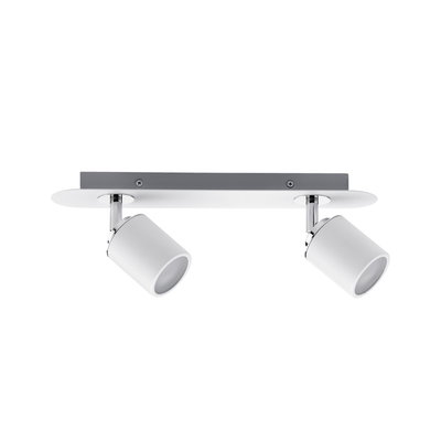Moderne witte metalen plafondspot met twee verstelbare lampkoppen voor gerichte verlichting