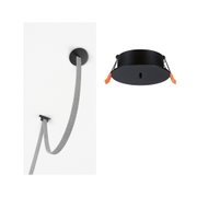 Spot encastré noir avec clips orange et câble textile gris pour éclairage LED moderne