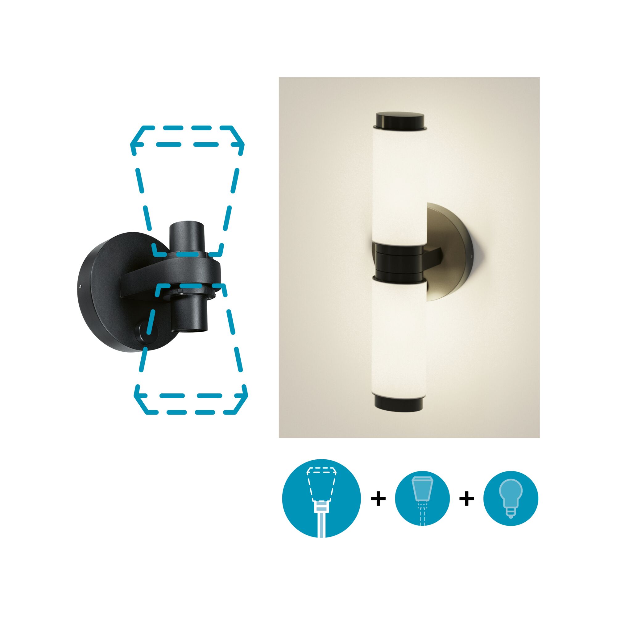 ModuShine Wall mount Double light emission IP44 round Anthracite