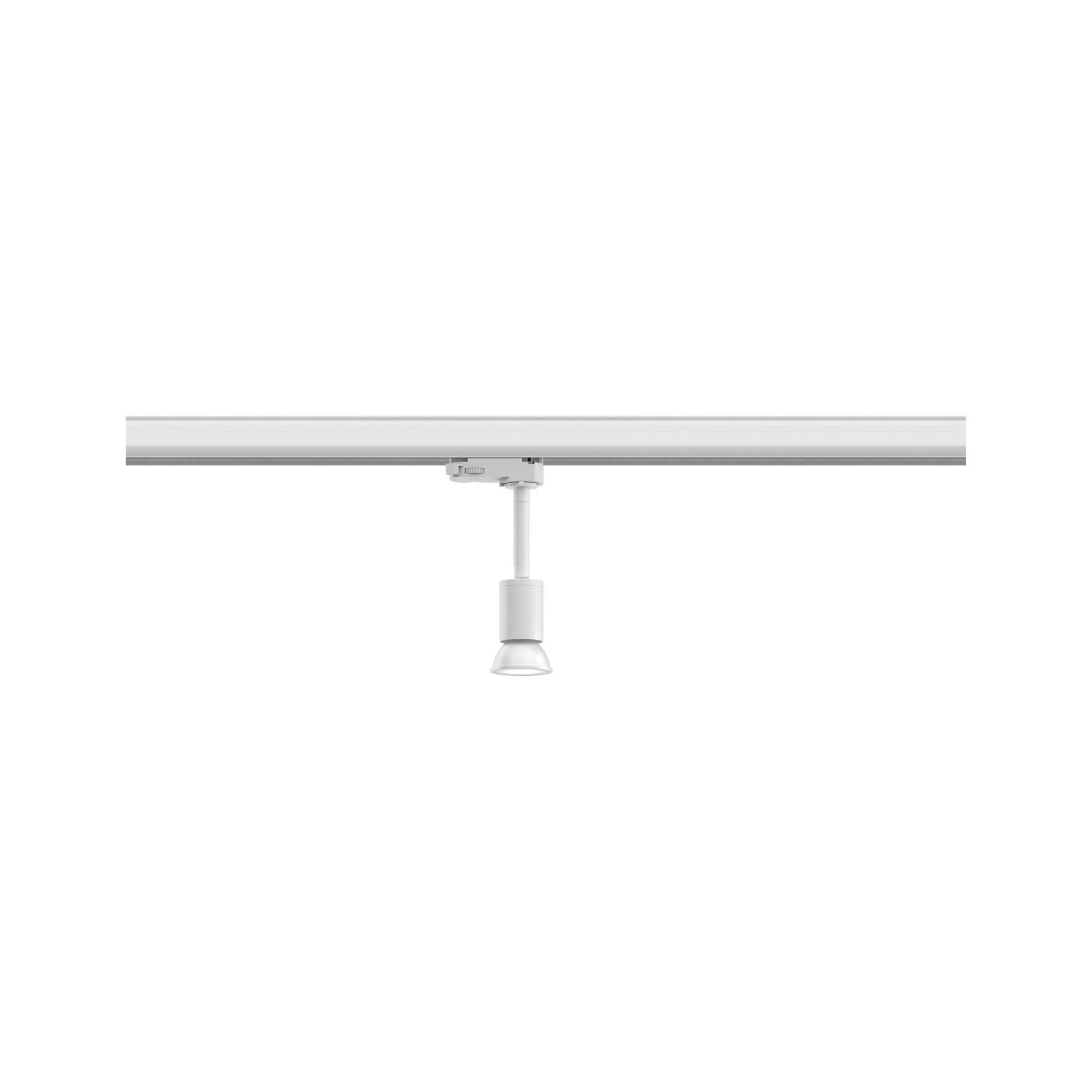 Weißer LED-Schienenstrahler aus Metall für flexible Beleuchtung in modernen Innenräumen