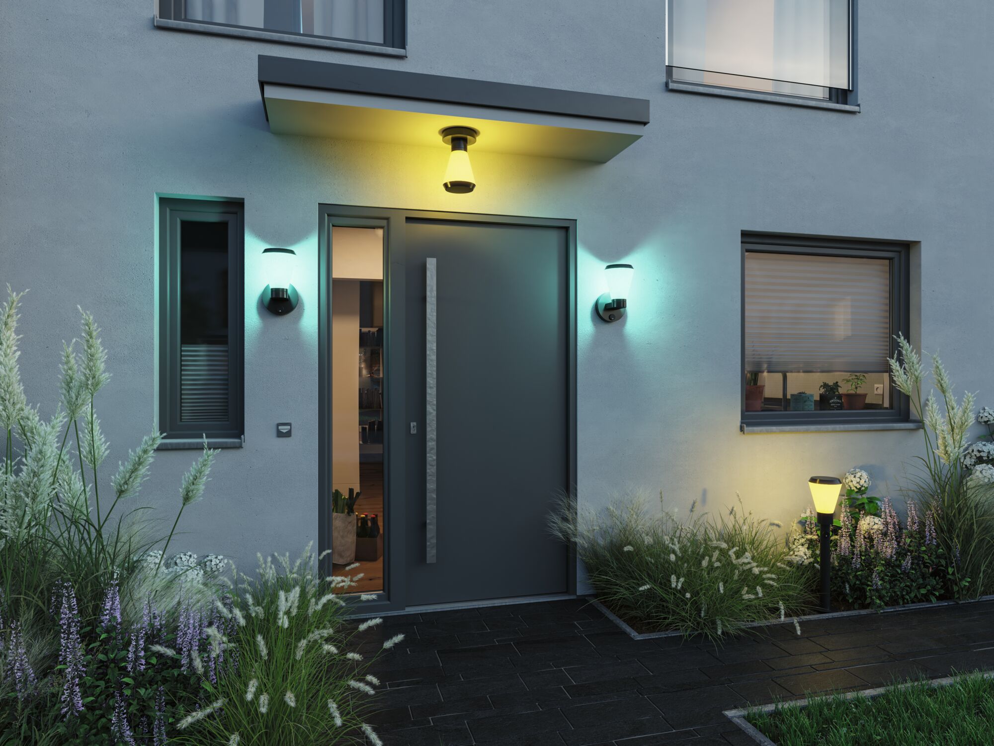 ModuShine Schirm Varino IP44 rund Anthrazit/Weiß