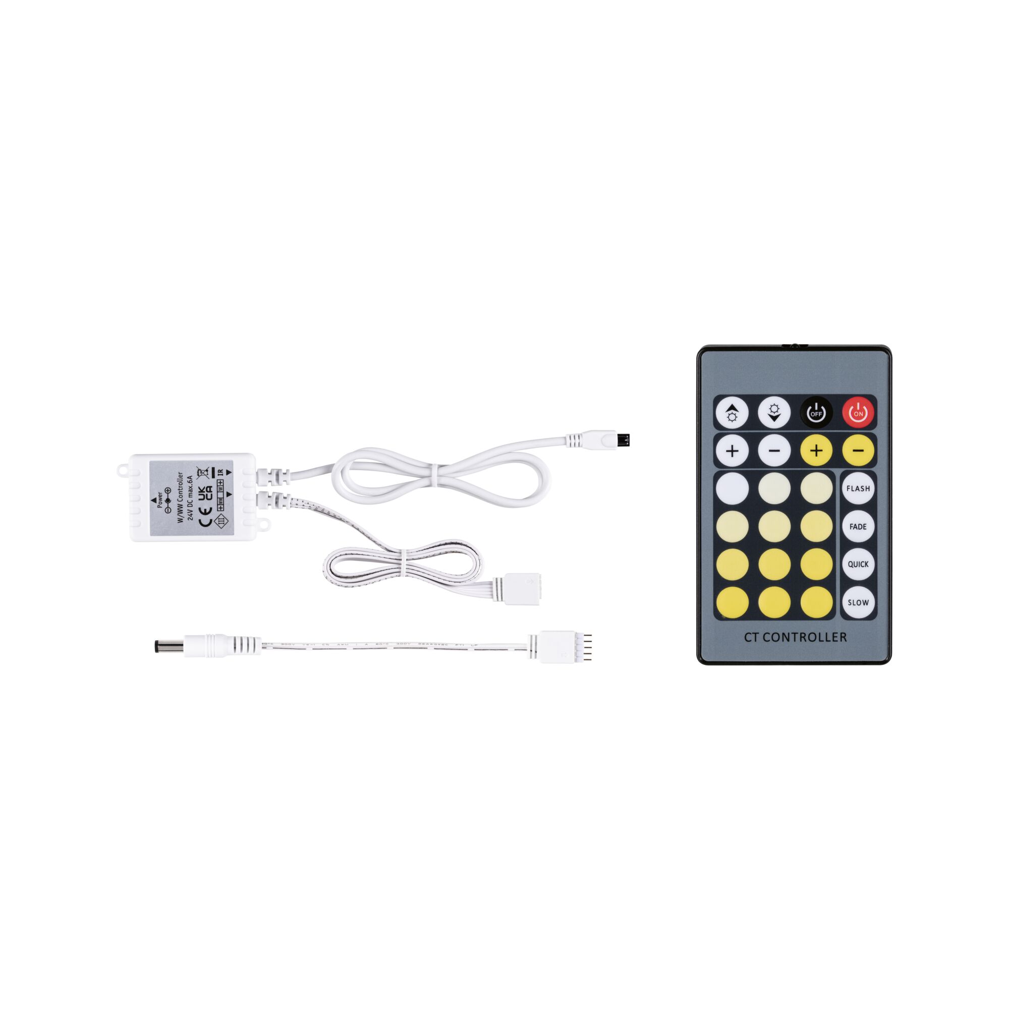 MaxLED Akcesoria Sterowanie LED Strip TuneWhite wraz z pilotem IR 24V max. 144W Biały White LED controller set with remote and cables for light control and dimming functions