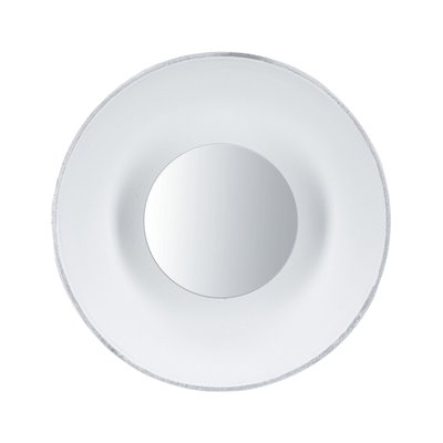 Round white recessed spotlight with silver metal rim for modern LED lighting solutions