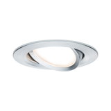 Round brushed aluminum spotlight in silver with adjustable LED light for ceiling installation