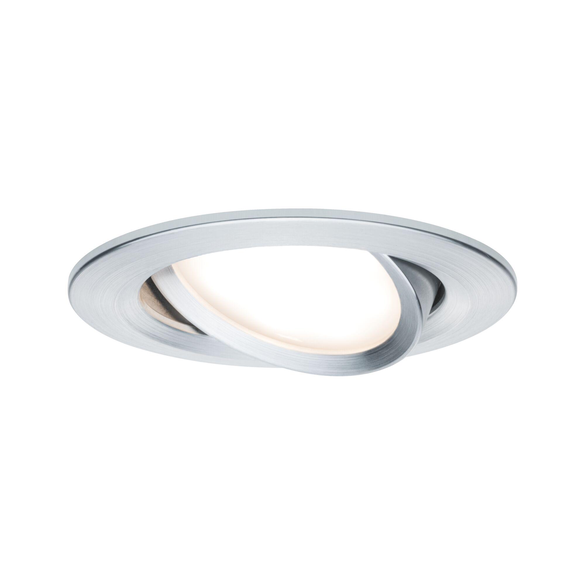 Round recessed spotlight housing in brushed silver aluminium for LED lighting fixtures