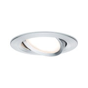Round recessed spotlight housing in brushed silver aluminium for LED lighting fixtures