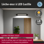 Applique murale LED Lucille noire avec lumière blanc chaud et variateur 3 niveaux pour salle de bain