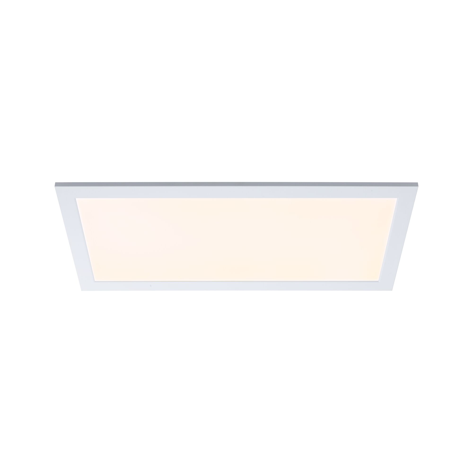 Rechteckige weiße LED-Deckenleuchte mit warmweißem Licht für moderne Innenräume
