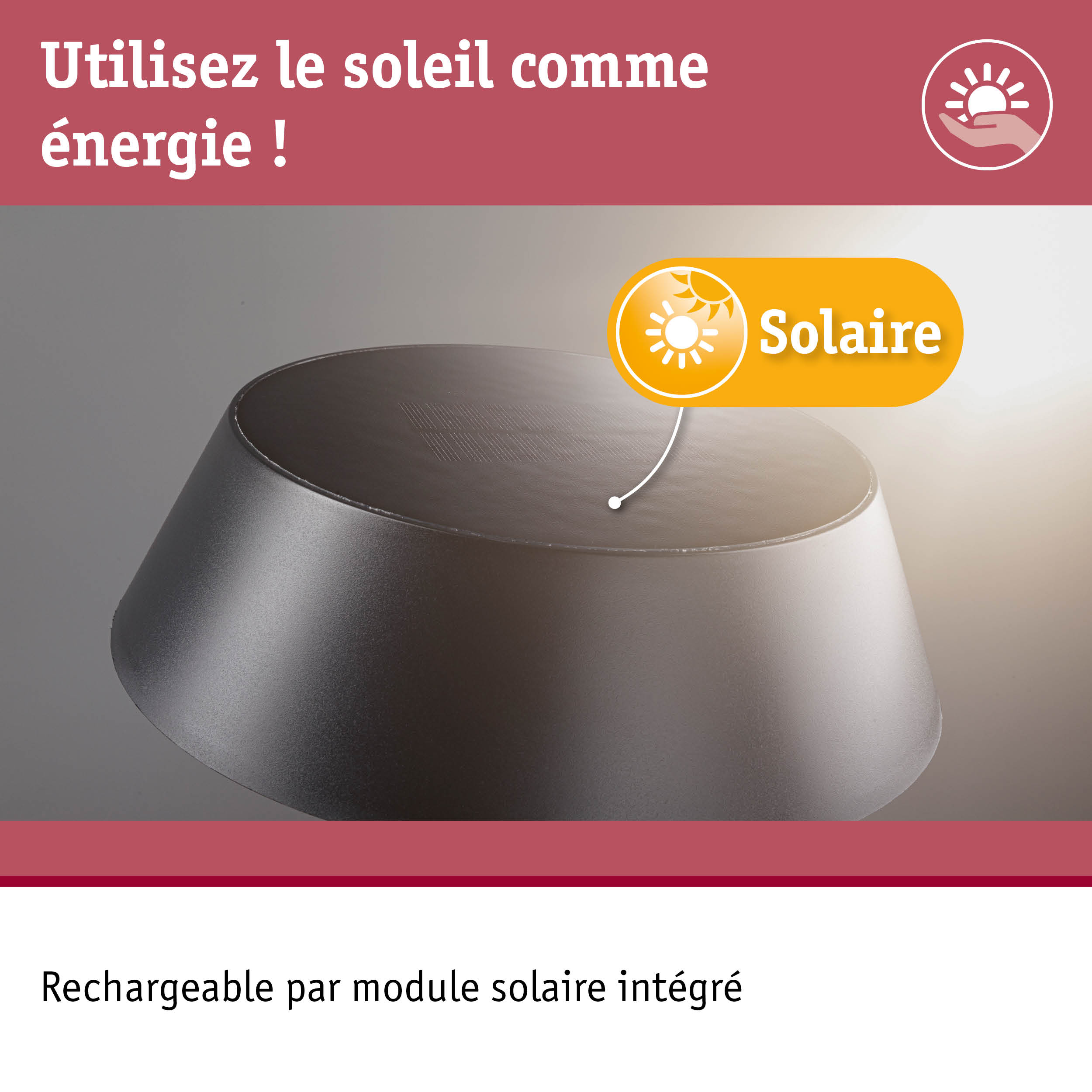 Appareil noir avec module solaire intégré pour utiliser l'énergie solaire et recharge rechargeable