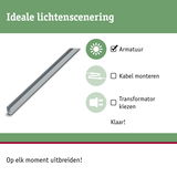 Zilveren aluminium armatuur met checklist voor eenvoudige montage zonder kabel en transformator