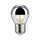 LED light bulb with silver mirror cap and clear glass for energy-efficient lighting