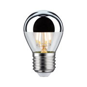 LED-Glühbirne mit silberner Spiegelkappe und transparentem Glas für energiesparende Beleuchtung