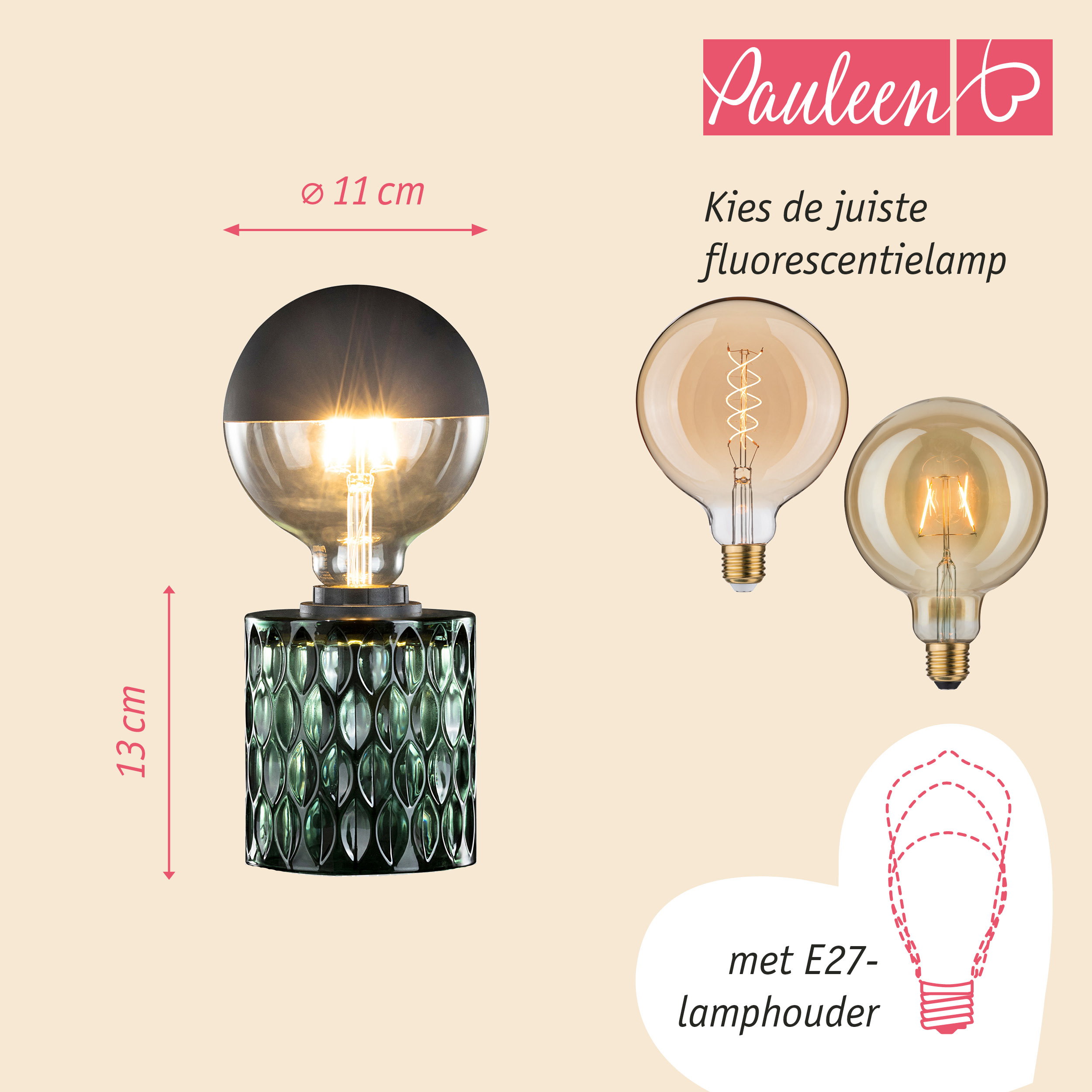 Paulmann Pauleen LED-tafellamp Crystal Magic E27 max. 20W Groen