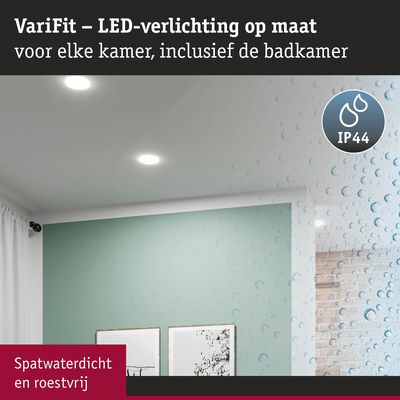 VariFit witte LED inbouwspot IP44 spatwaterdicht en roestvrij, geschikt voor badkamerverlichting