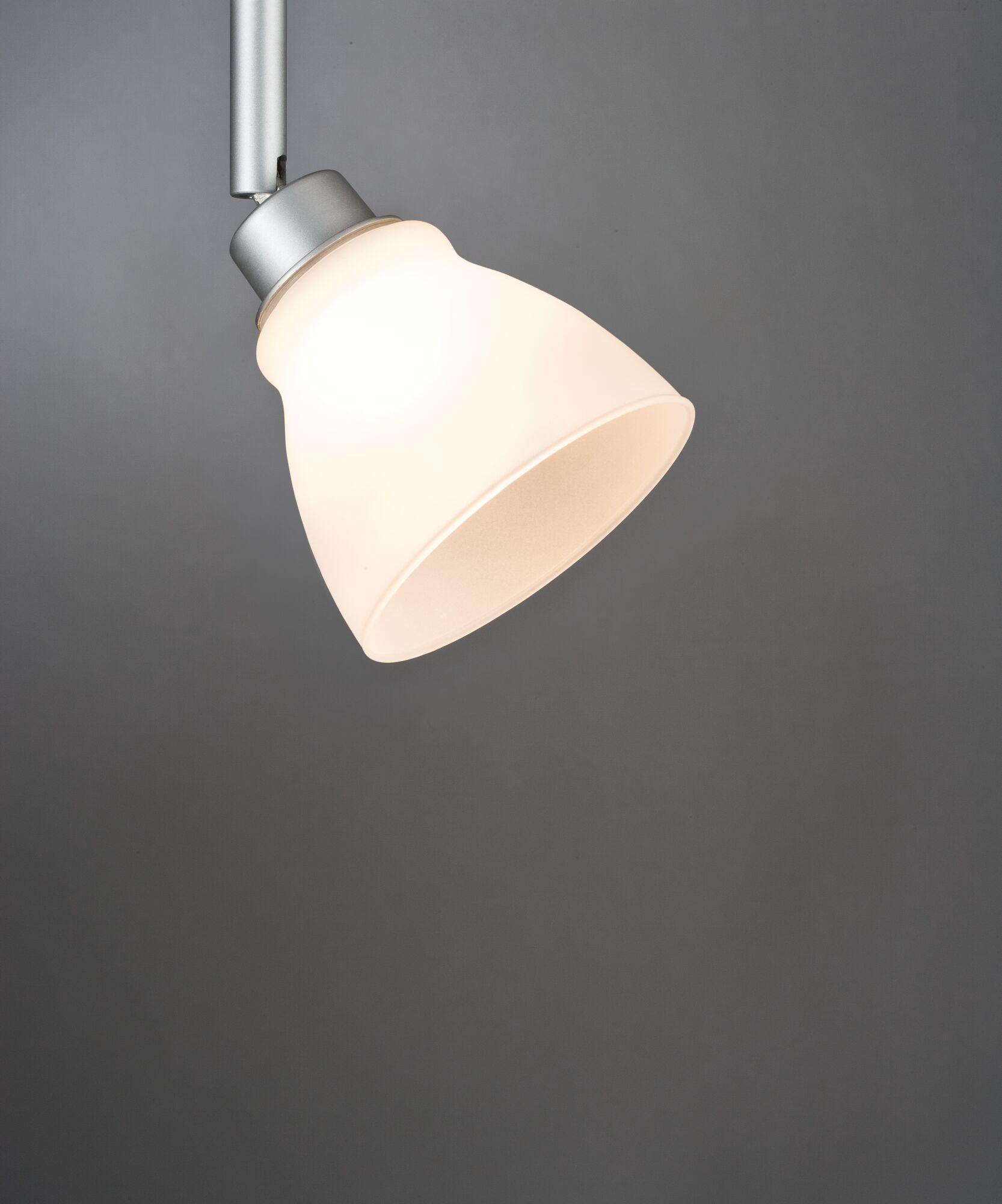 Ceiling spotlight with matte white glass and silver metal holder for modern indoor lighting